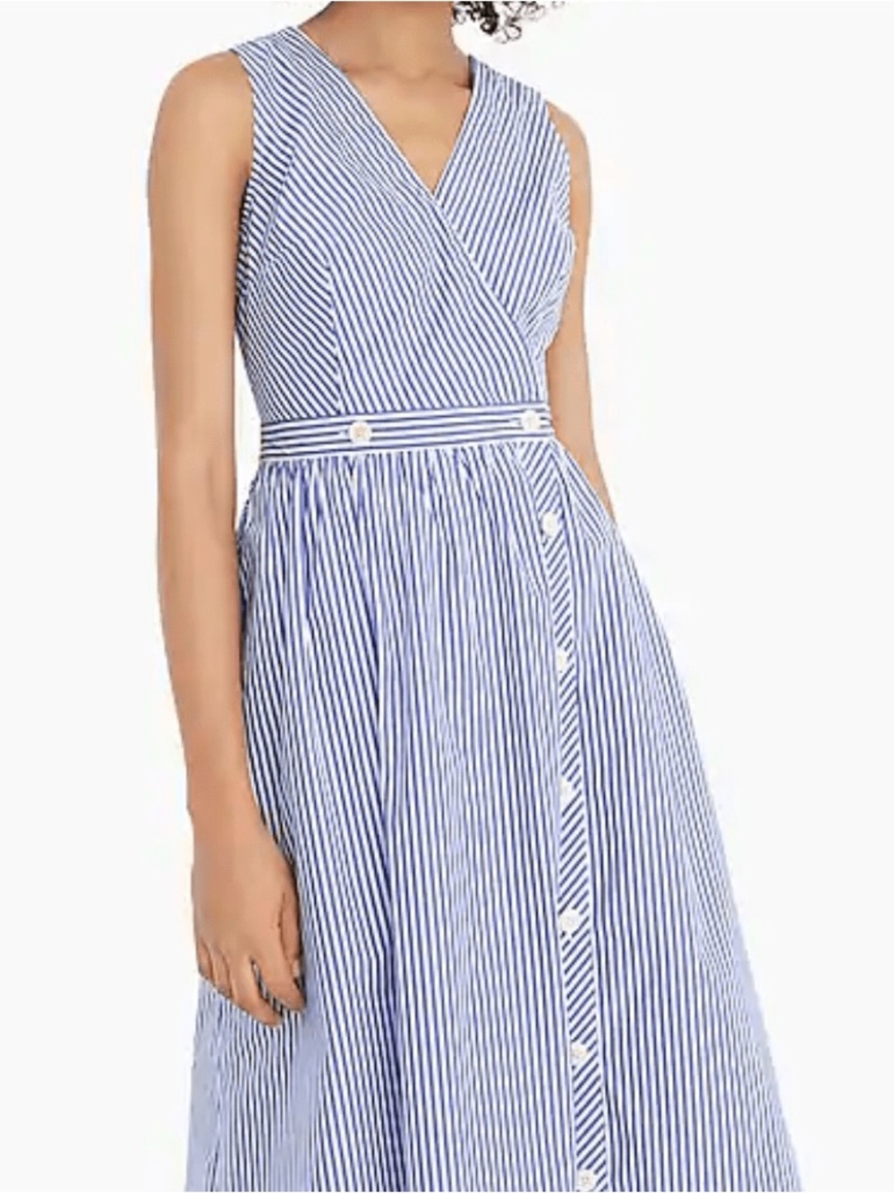 J. Crew Blue & White Striped Wrap-Style Midi Dress